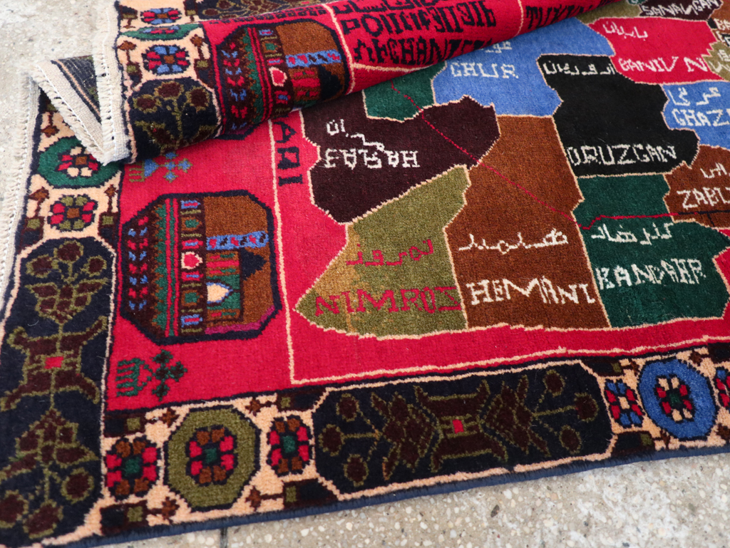 Vintage Scandinavian Map Rug, No.27945 - Gss