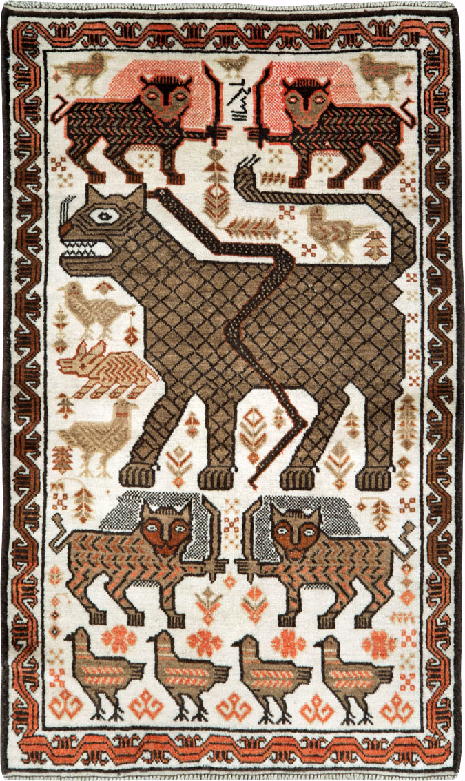 Vintage Persian Pictorial Gabbeh Throw Rug, No.27985 - Gss