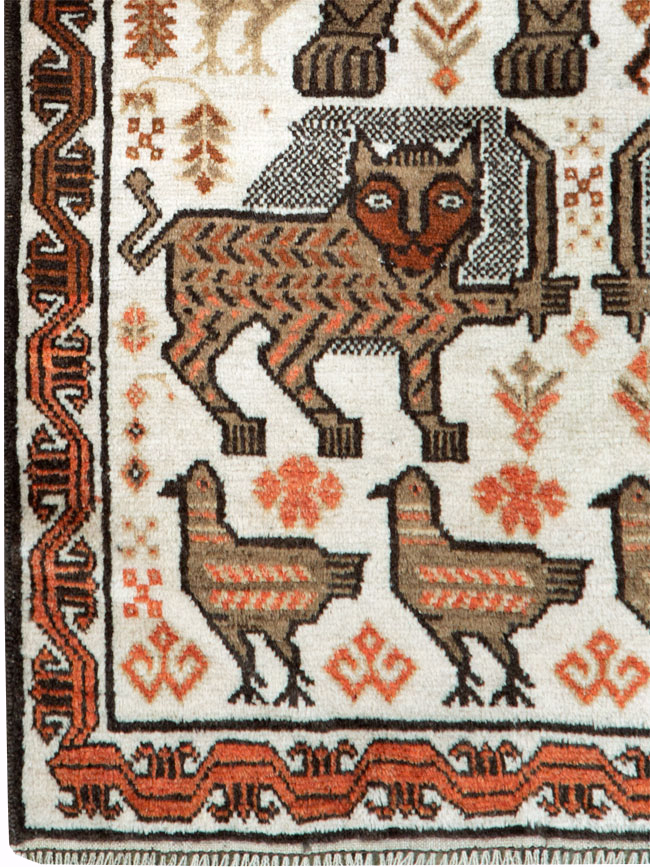 Vintage Persian Pictorial Gabbeh Throw Rug, No.27985 - Gss