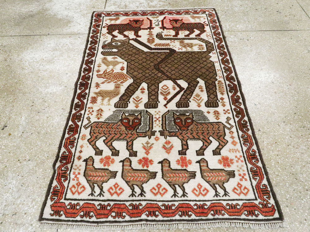 Vintage Persian Pictorial Gabbeh Throw Rug, No.27985 - Gss