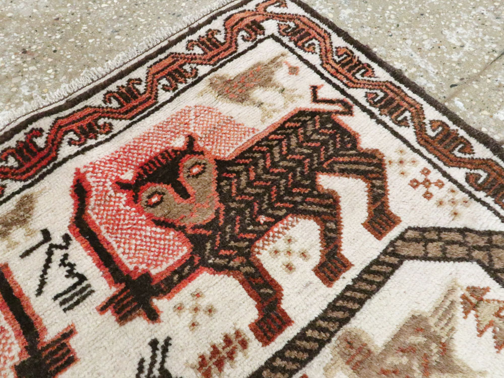 Vintage Persian Pictorial Gabbeh Throw Rug, No.27985 - Gss