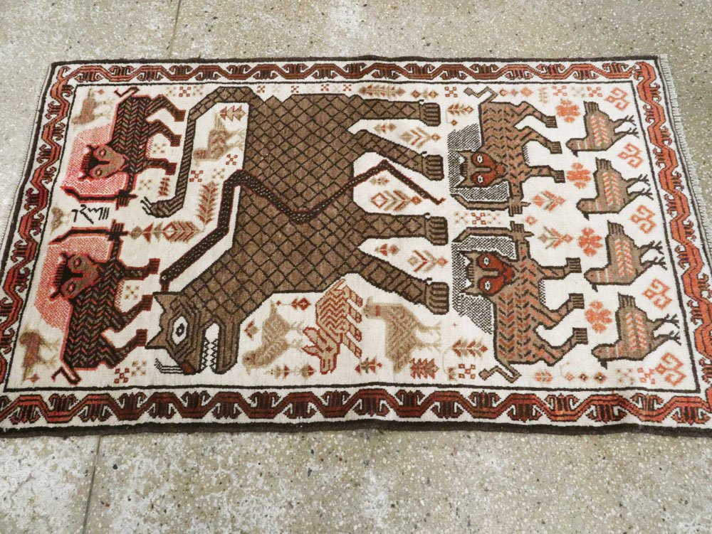 Vintage Persian Pictorial Gabbeh Throw Rug, No.27985 - Gss