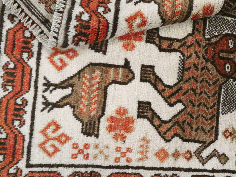 Vintage Persian Pictorial Gabbeh Throw Rug, No.27985 - Gss