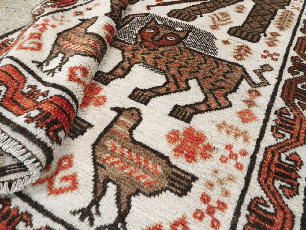 Vintage Persian Pictorial Gabbeh Throw Rug, No.27985 - Gss