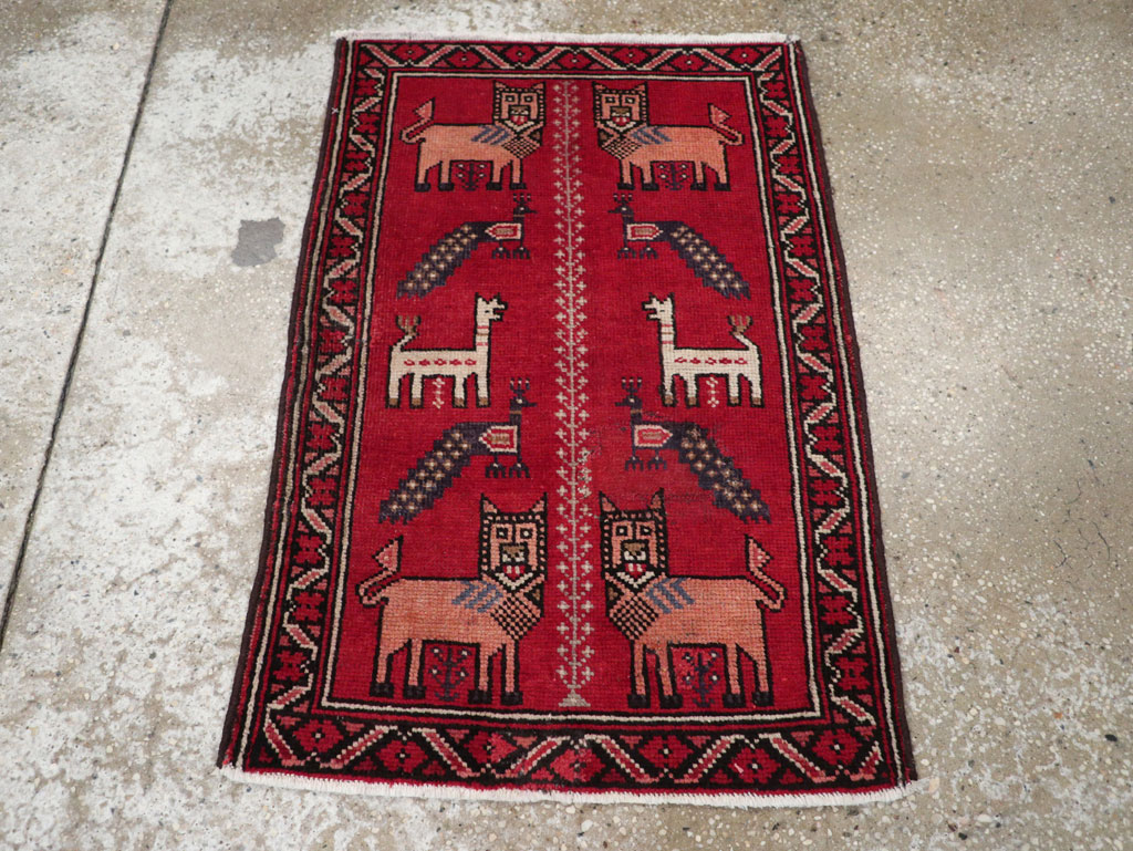 Vintage Persian Baluch Pictorial Rug, No.28001 - Gss