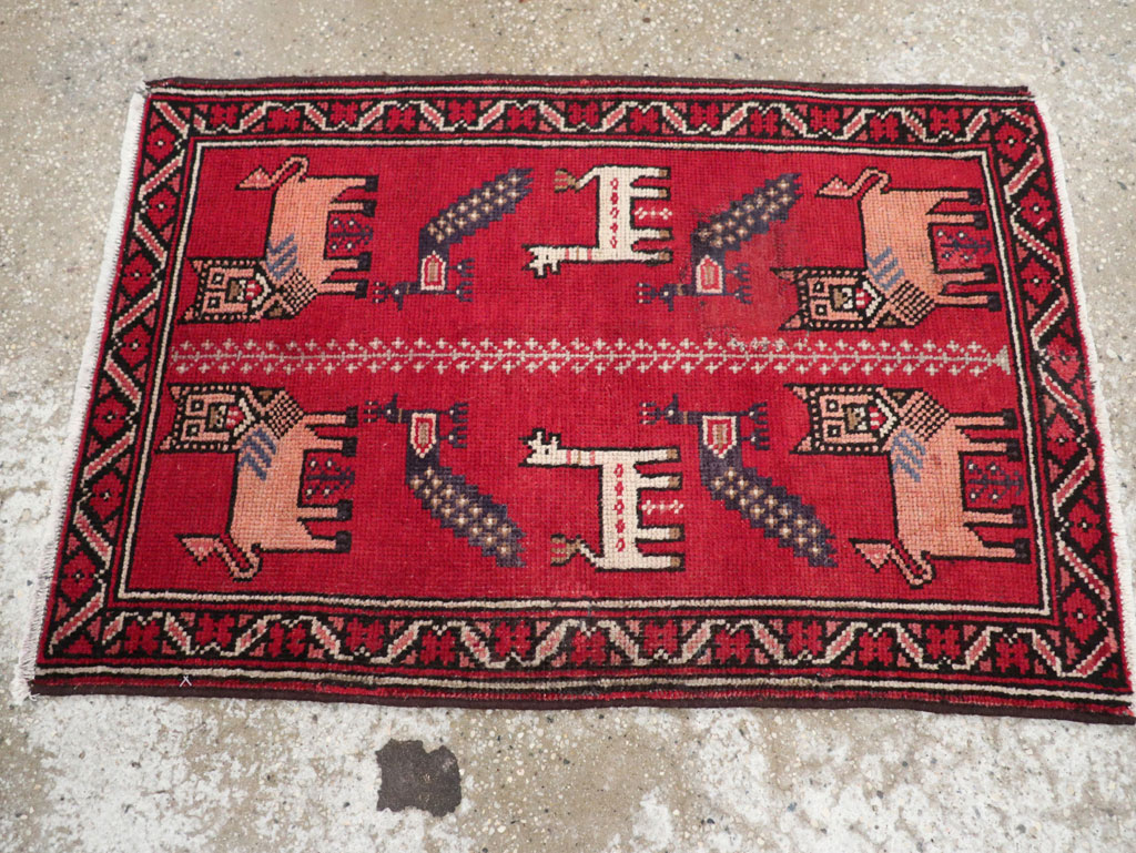 Vintage Persian Baluch Pictorial Rug, No.28001 - Gss