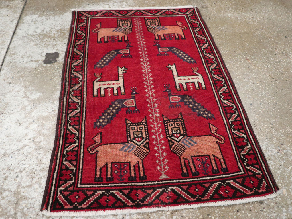 Vintage Persian Baluch Pictorial Rug, No.28001 - Gss