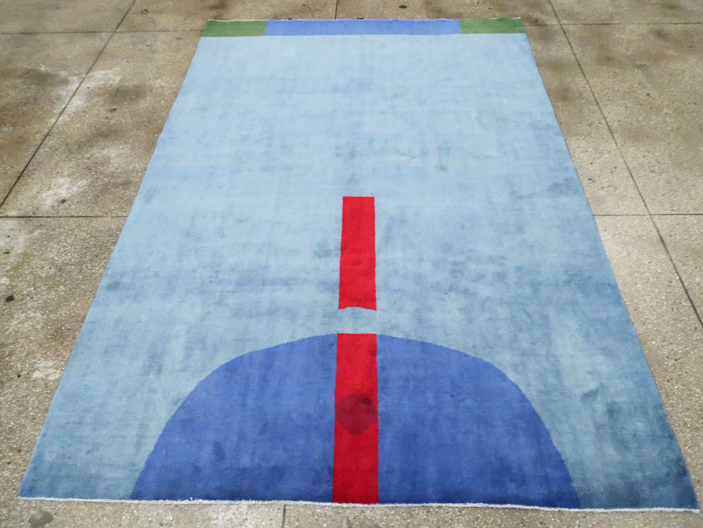 Vintage Persian Art Deco Inspired Mahal Accent Carpet, No.28002 - Gss