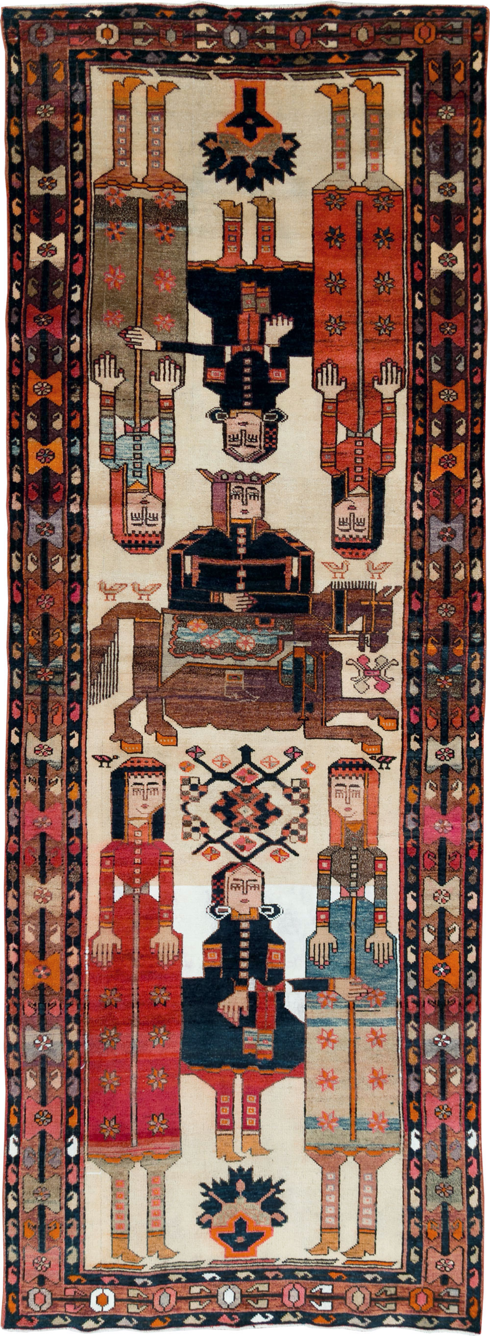 Vintage Persian Pictorial Bakhtiari Gallery Carpet, No.28005 - Gss