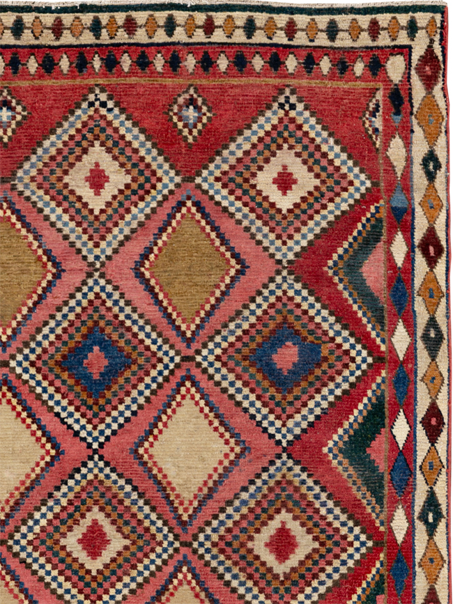 Antique Persian Gabbeh Accent Rug, No.28011 - Gss