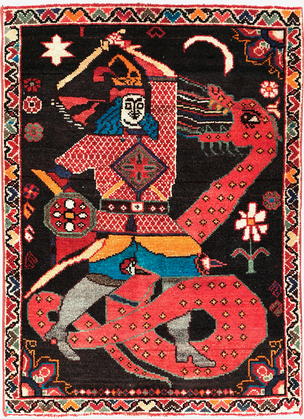 Vintage Persian Hamadan Pictorial Rug (Pair: 1 of 2), No.28017 - Gss