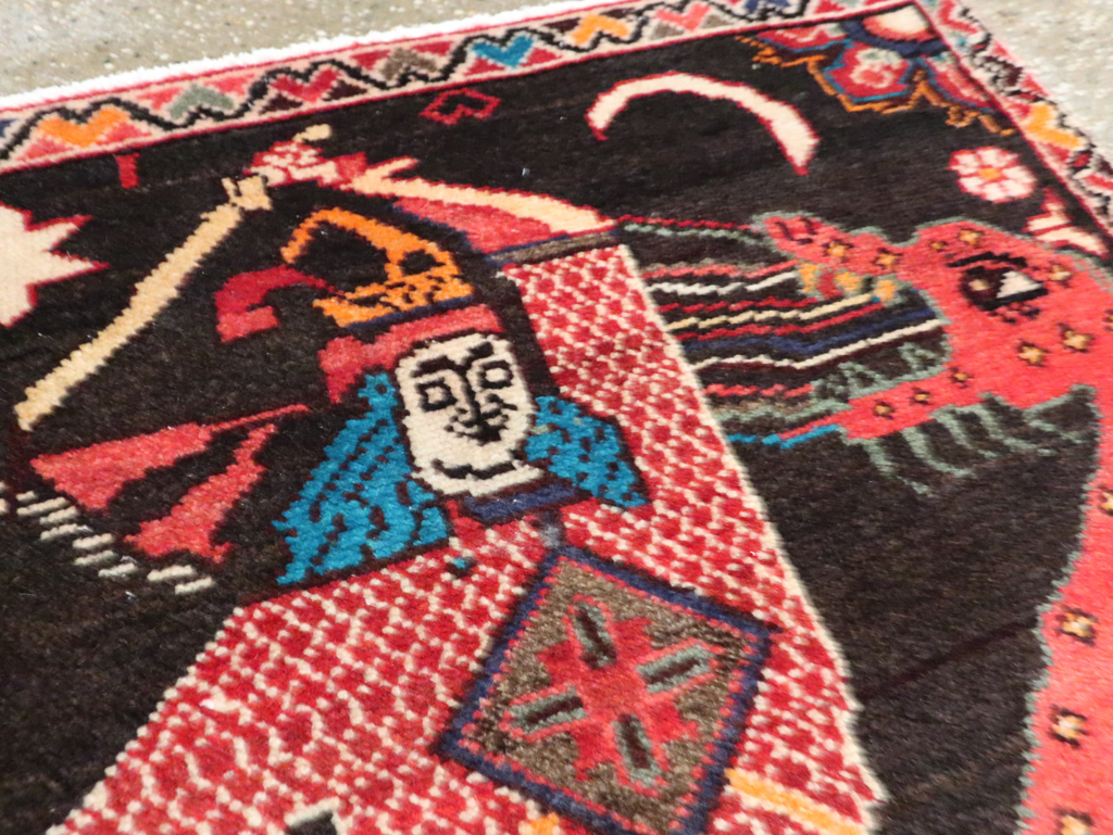 Vintage Persian Hamadan Pictorial Rug (Pair: 1 of 2), No.28017 - Gss