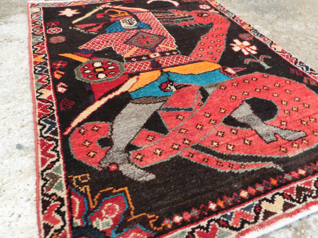 Vintage Persian Hamadan Pictorial Rug (Pair: 1 of 2), No.28017 - Gss