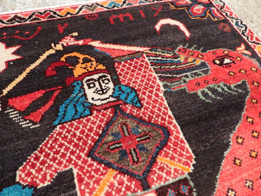 Vintage Persian Hamadan Pictorial Rug (Pair: 2 of 2), No.28018 - Gss