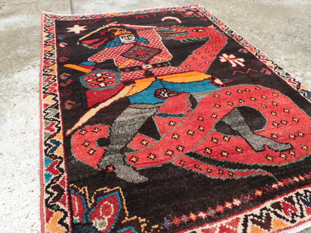 Vintage Persian Hamadan Pictorial Rug (Pair: 2 of 2), No.28018 - Gss