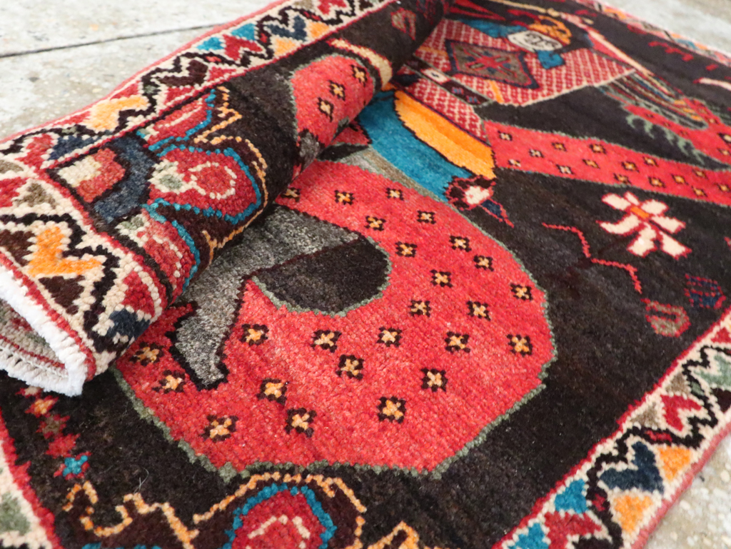 Vintage Persian Hamadan Pictorial Rug (Pair: 2 of 2), No.28018 - Gss