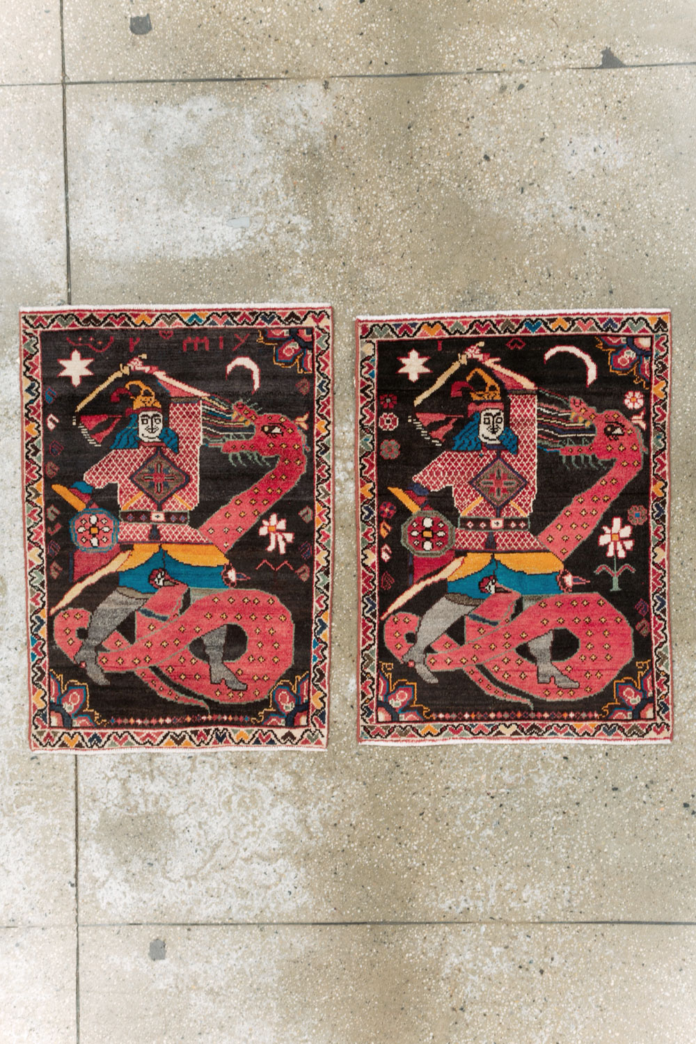 Vintage Persian Hamadan Pictorial Rug (Pair: 2 of 2), No.28018 - Gss