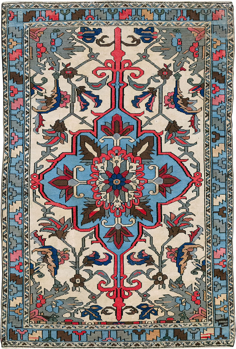 Vintage Persian Hamadan Throw Rug, No.28021 - Gss
