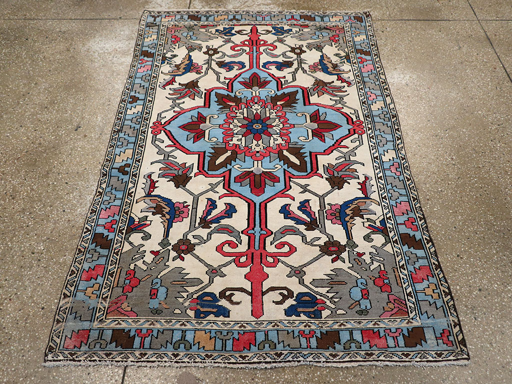 Vintage Persian Hamadan Throw Rug, No.28021 - Gss