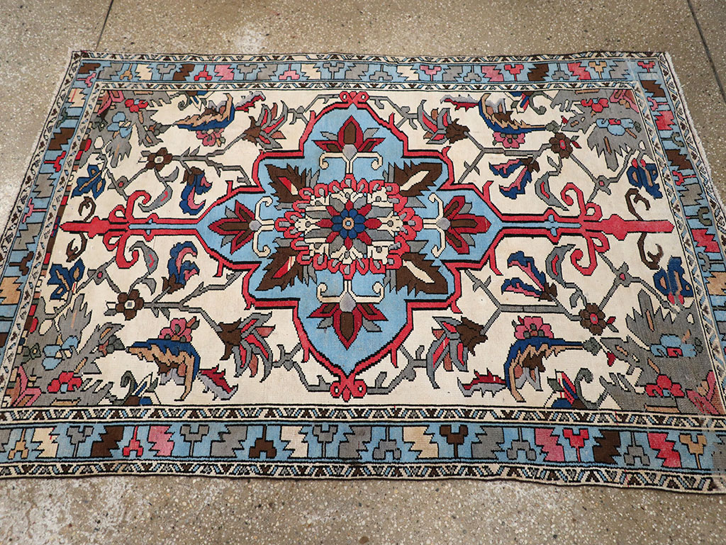 Vintage Persian Hamadan Throw Rug, No.28021 - Gss