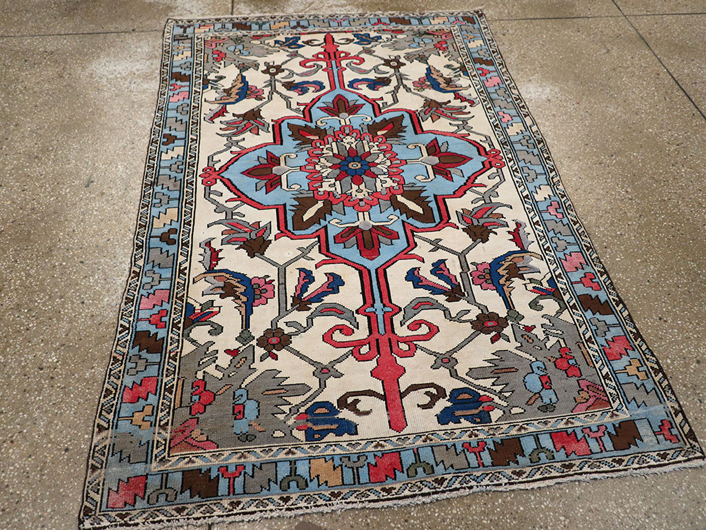 Vintage Persian Hamadan Throw Rug, No.28021 - Gss