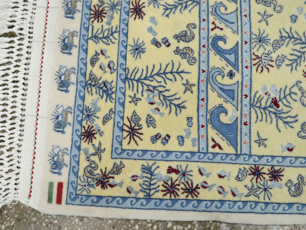 Vintage Persian Isfahan Pictorial Throw Rug (Pair: 1 of 2), No.28023 - Gss