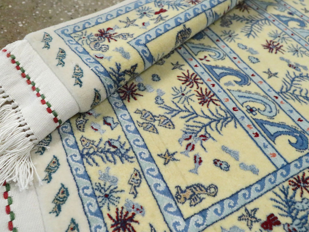 Vintage Persian Isfahan Pictorial Throw Rug (Pair: 1 of 2), No.28023 - Gss