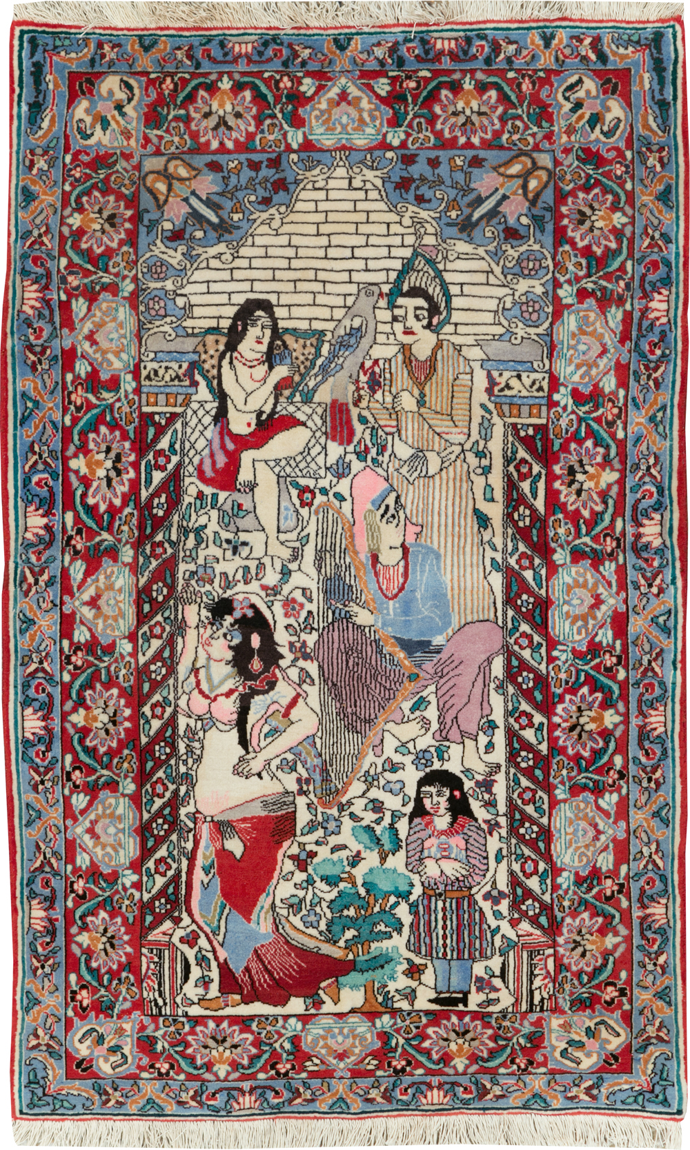 Vintage Pictorial Isfahan Rug, No.28025 - Gss