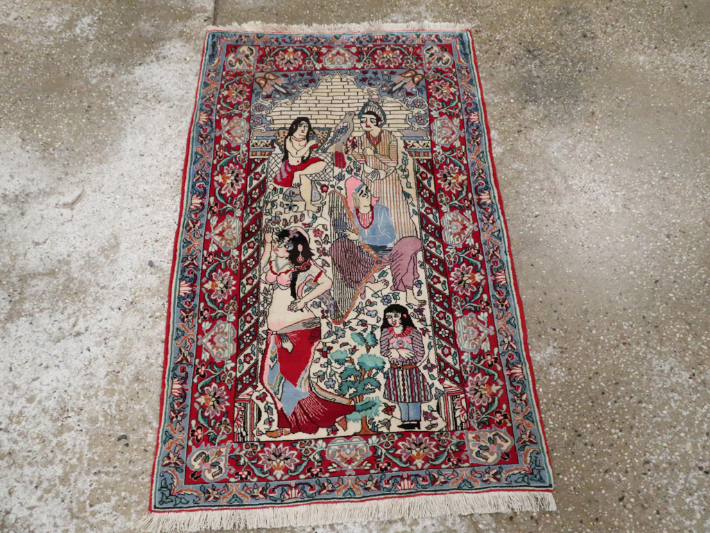 Vintage Pictorial Isfahan Rug, No.28025 - Gss
