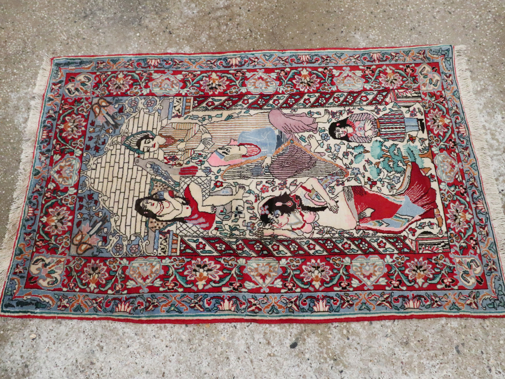 Vintage Pictorial Isfahan Rug, No.28025 - Gss