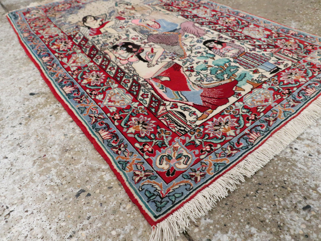 Vintage Pictorial Isfahan Rug, No.28025 - Gss