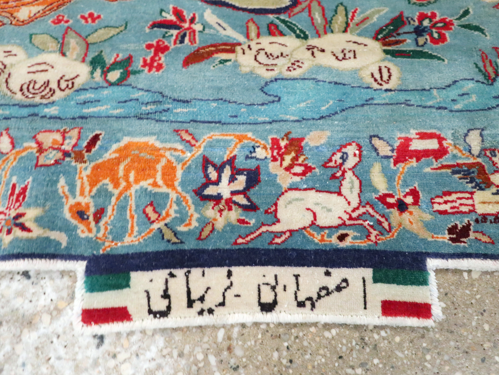 Vintage Persian Pictorial Isfahan Rug, No.28026 - Gss