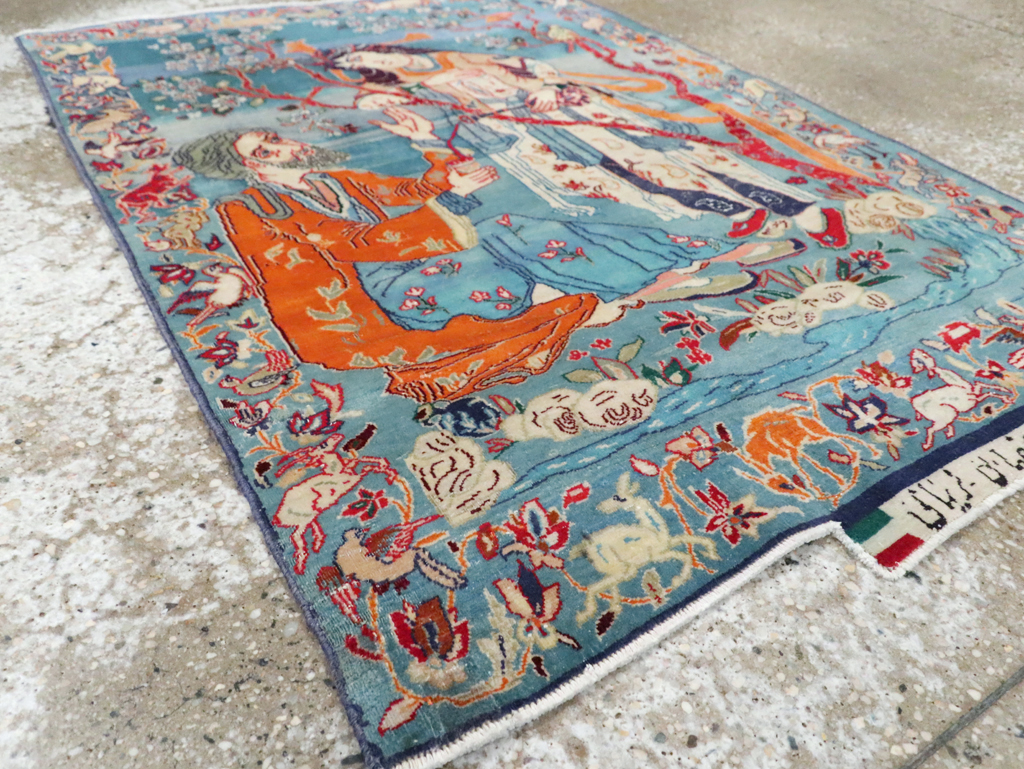 Vintage Persian Pictorial Isfahan Rug, No.28026 - Gss