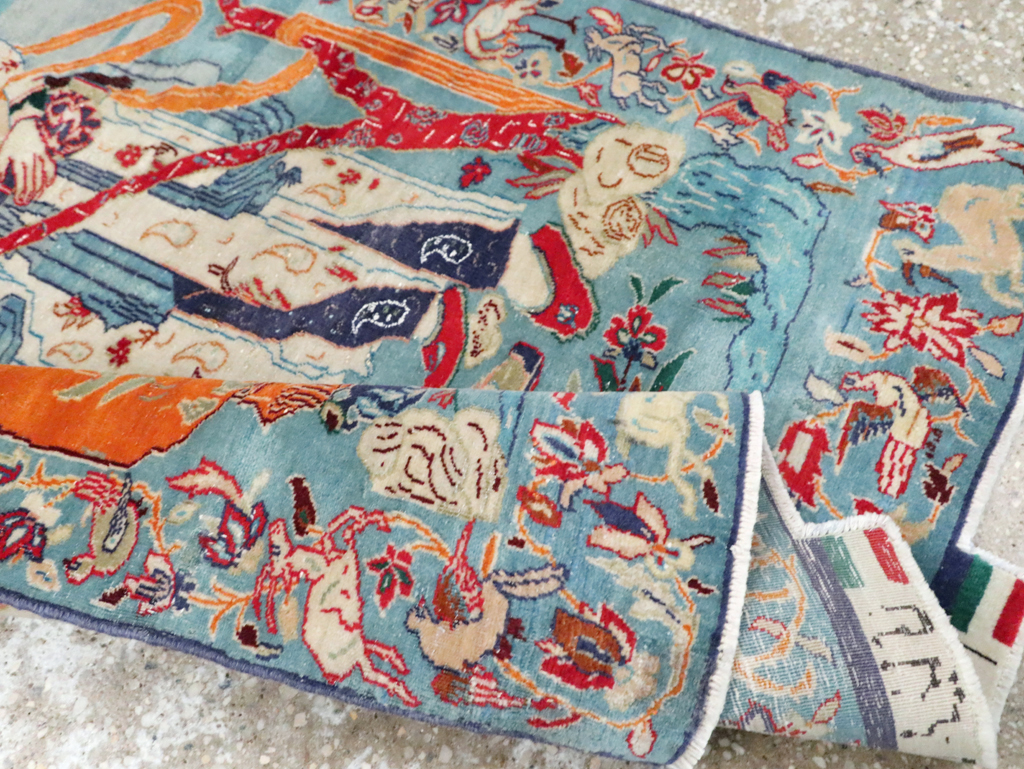 Vintage Persian Pictorial Isfahan Rug, No.28026 - Gss