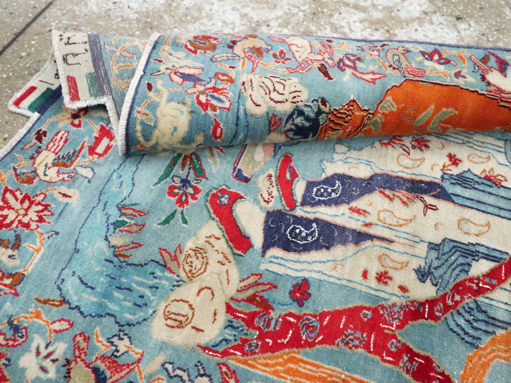 Vintage Persian Pictorial Isfahan Rug, No.28026 - Gss