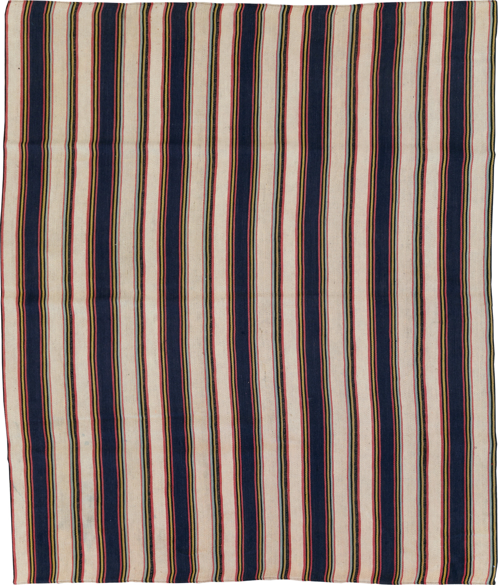 Vintage Persian Flatweave Kilim Small Room Size Carpet, No.28029 - Gss