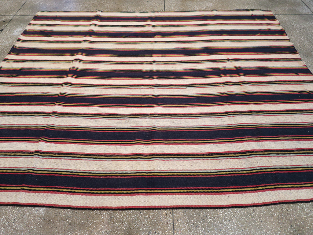 Vintage Persian Flatweave Kilim Small Room Size Carpet, No.28029 - Gss