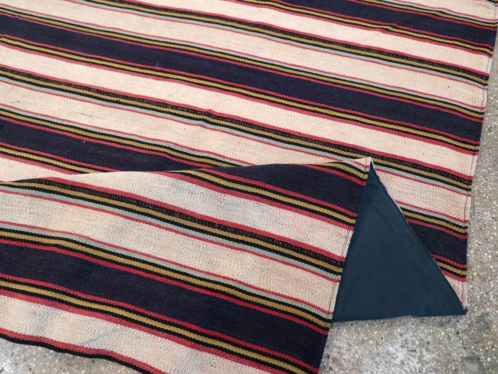 Vintage Persian Flatweave Kilim Small Room Size Carpet, No.28029 - Gss