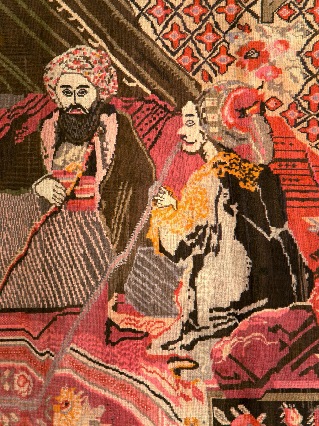 Vintage Pictorial Karabagh Rug, No.28032 - Gss