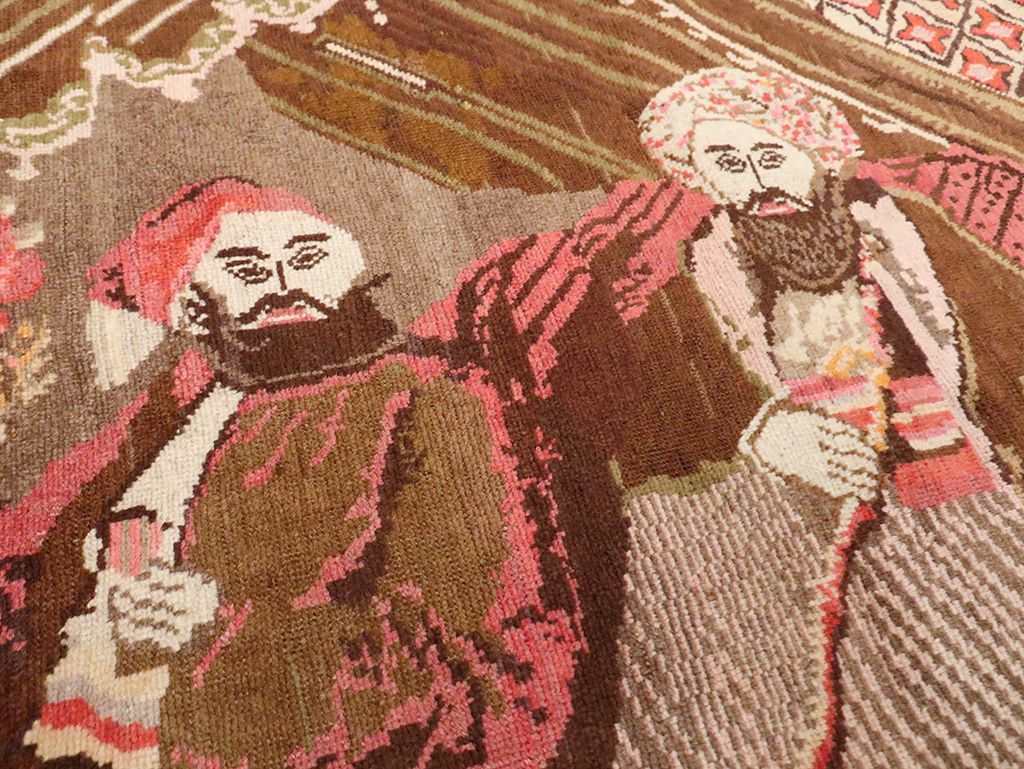 Vintage Pictorial Karabagh Rug, No.28032 - Gss