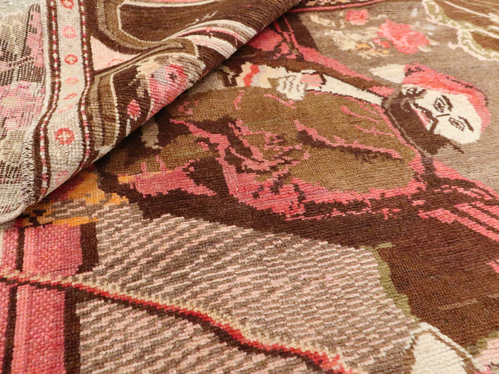 Vintage Pictorial Karabagh Rug, No.28032 - Gss