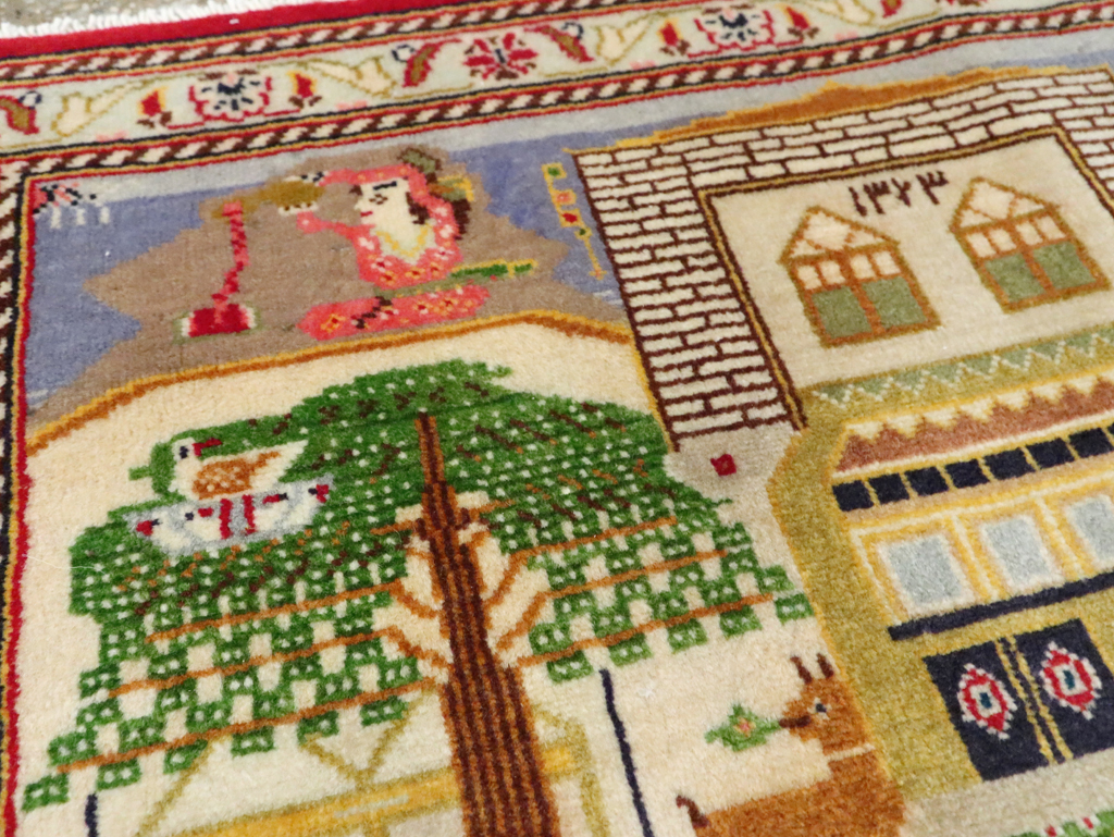 Vintage Persian Kashan Pictorial Rug (Pair: 1 of 2), No.28033 - Gss