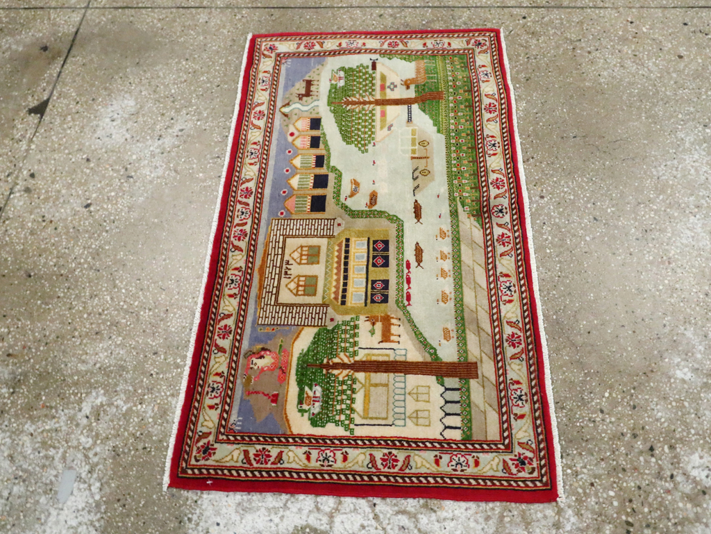 Vintage Persian Kashan Pictorial Rug (Pair: 1 of 2), No.28033 - Gss