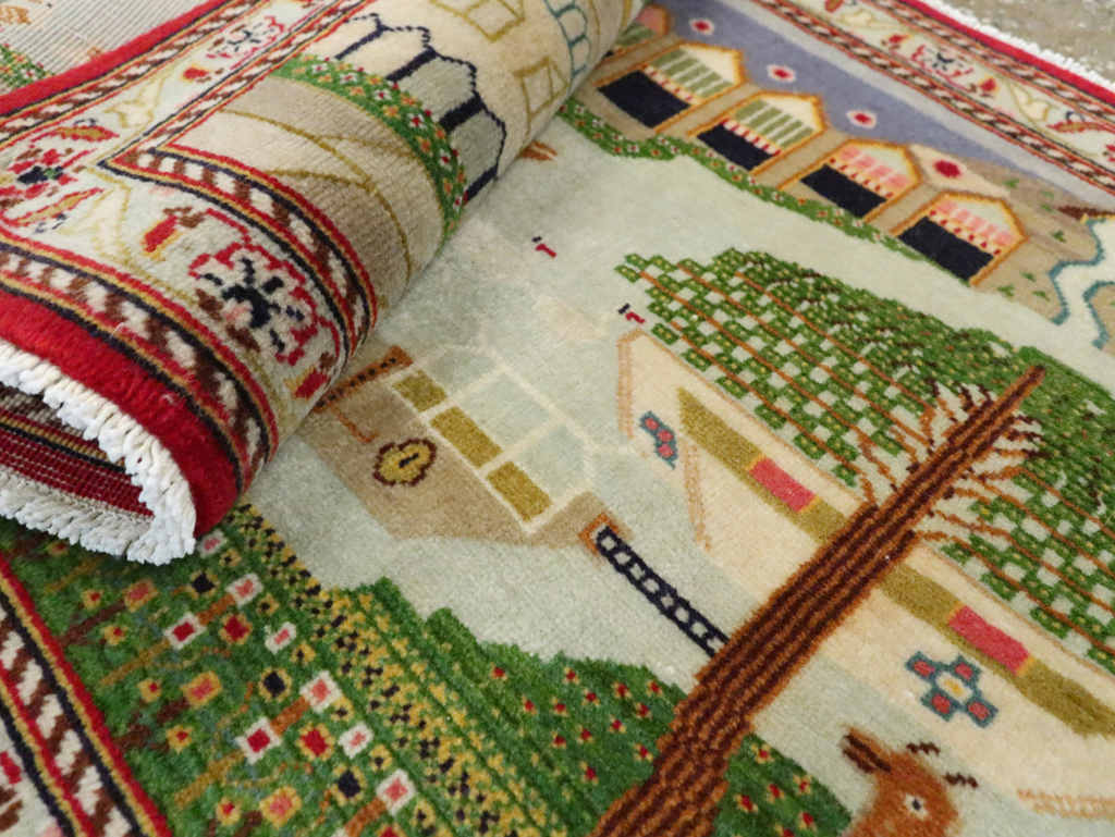 Vintage Persian Kashan Pictorial Rug (Pair: 1 of 2), No.28033 - Gss