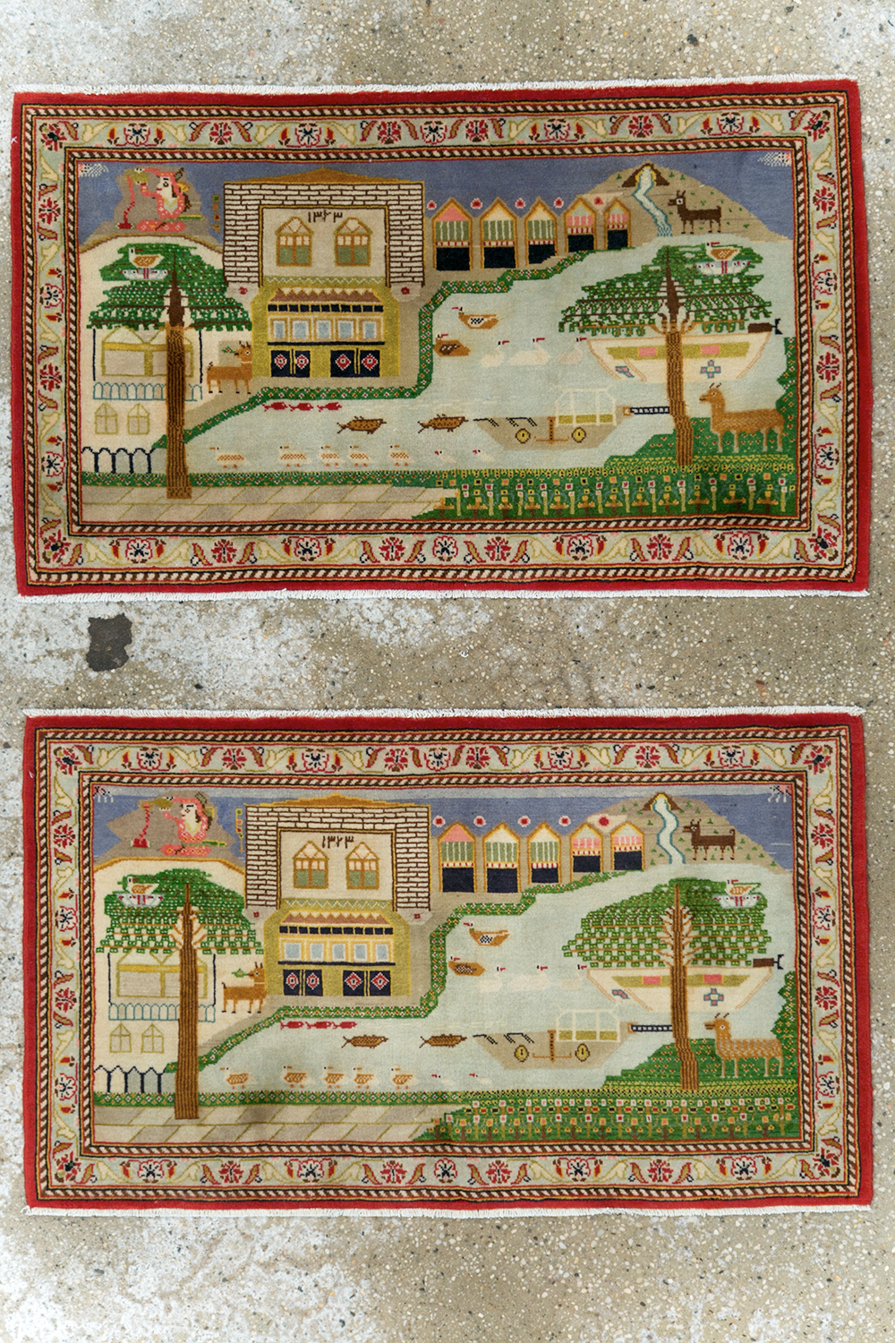 Vintage Persian Kashan Pictorial Rug (Pair: 1 of 2), No.28033 - Gss
