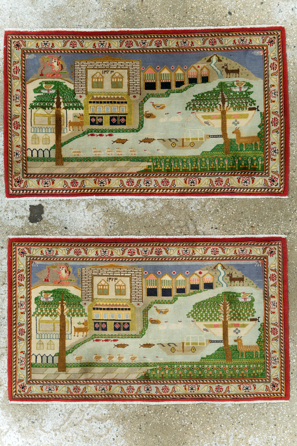 Vintage Persian Kashan Pictorial Rug (Pair: 1 of 2), No.28033 - Gss