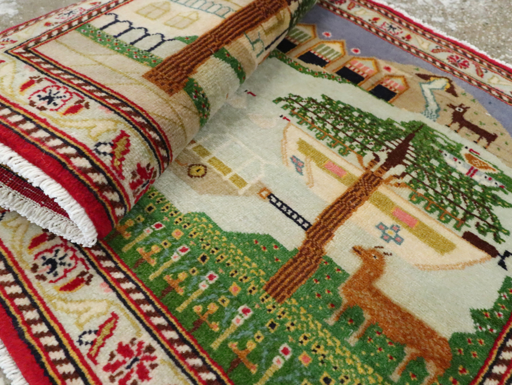 Vintage Persian Kashan Pictorial Rug (Pair: 2 of 2), No.28034 - Gss