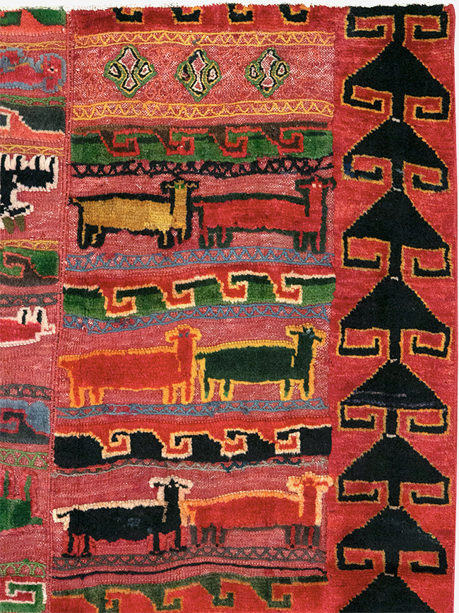 Vintage Persian Pictorial Kurd Accent Rug, No.28039 - Gss