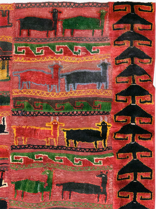 Vintage Persian Pictorial Kurd Accent Rug, No.28039 - Gss