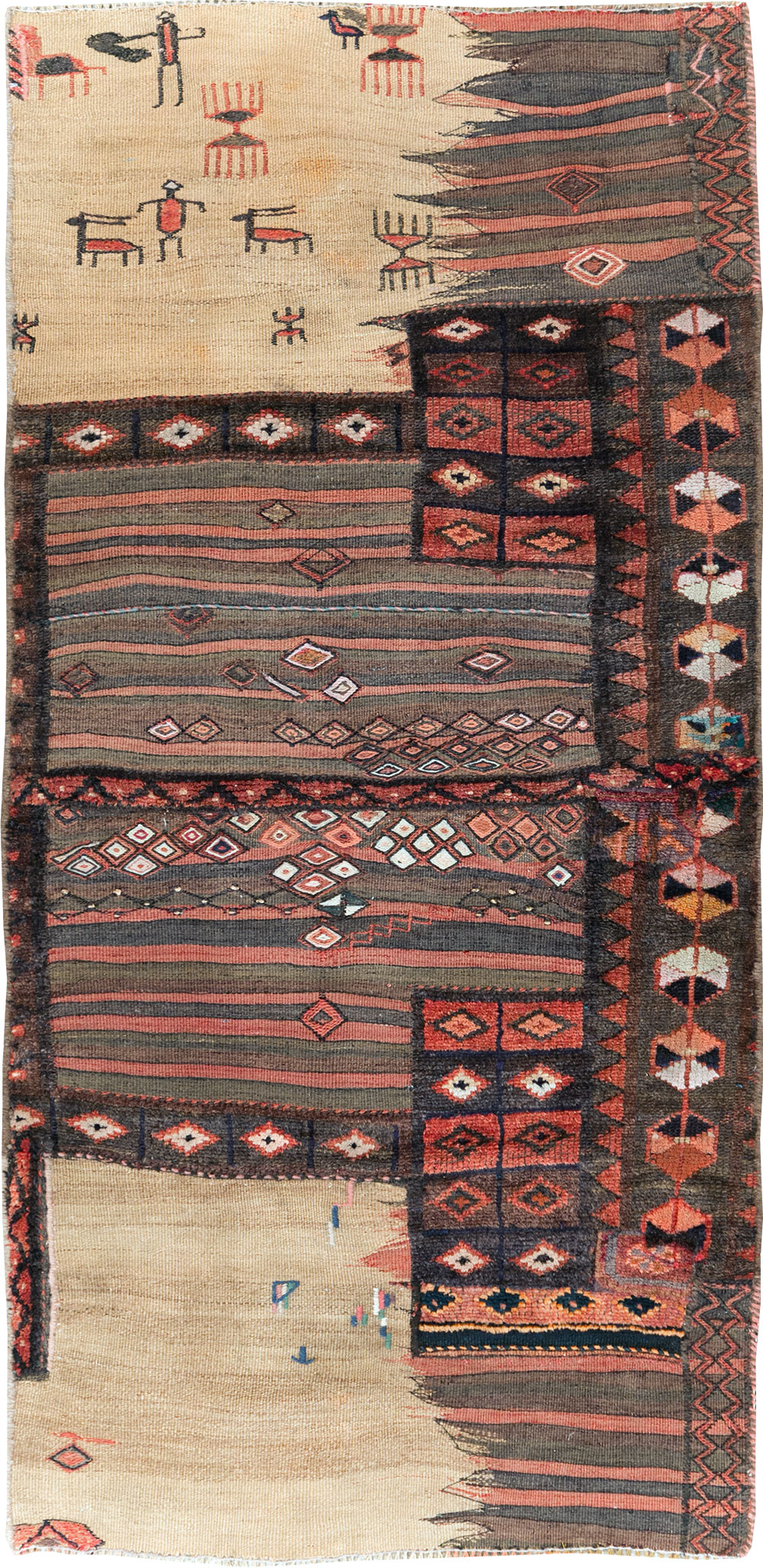Vintage Persian Chaharmahal Bakhtiari Tacheh Flatweave Kilim , No.28042 - Gss